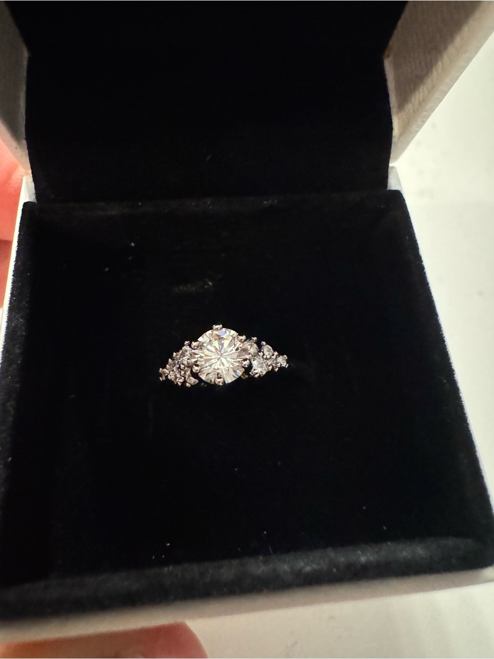 Sterling Silver White sapphire & Cubic Zirconia Halo Engagement Ring